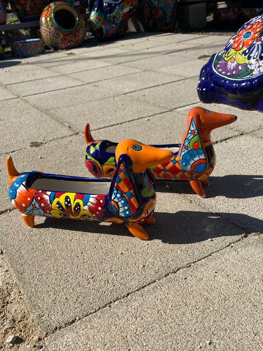 Talavera Wiener Dog Pot