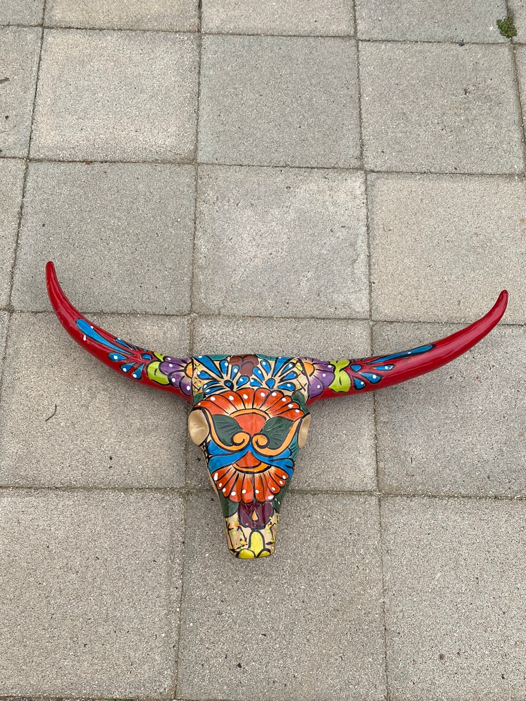 Felipe’s Talavera Wall Mounted Bull Skull