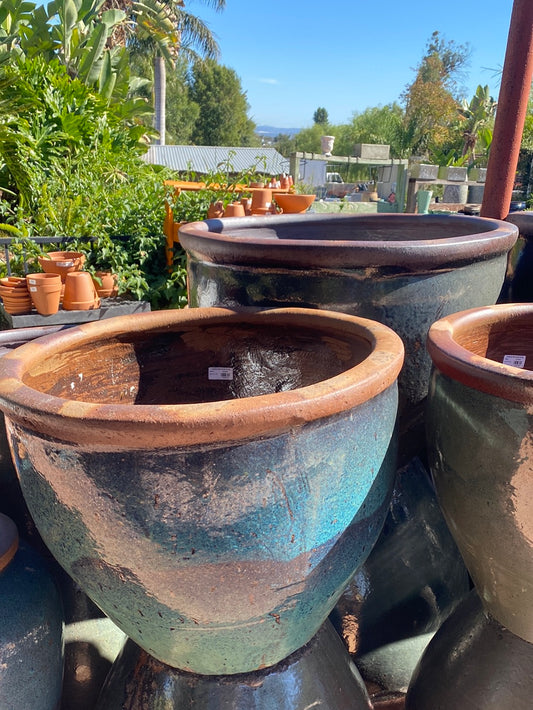 China Rustic Wide Mouth Flat Rim Pot